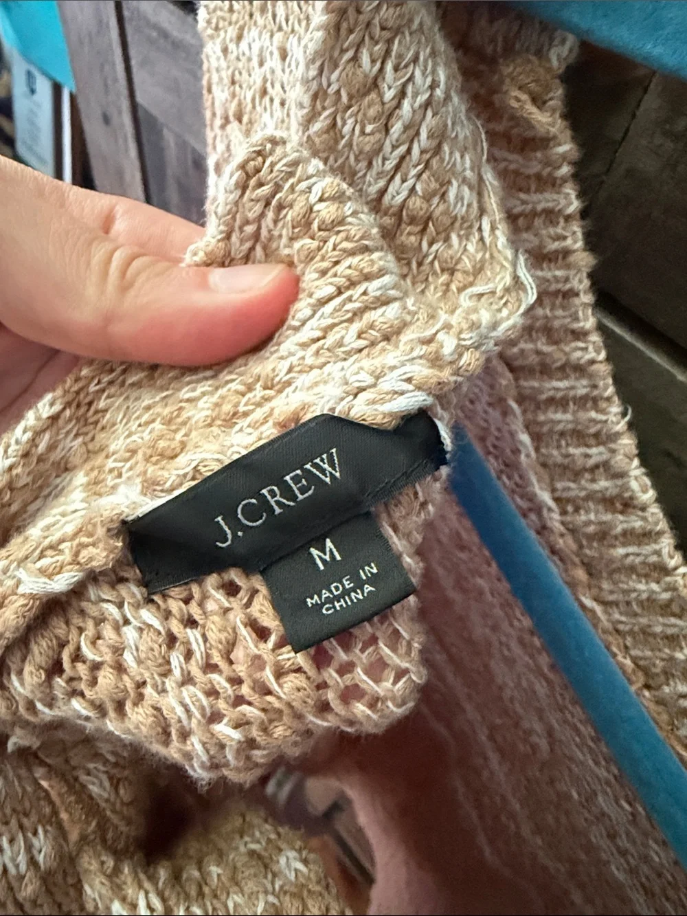 J. Crew Cropped V-Neck Cardigan in Light Tan and Cream